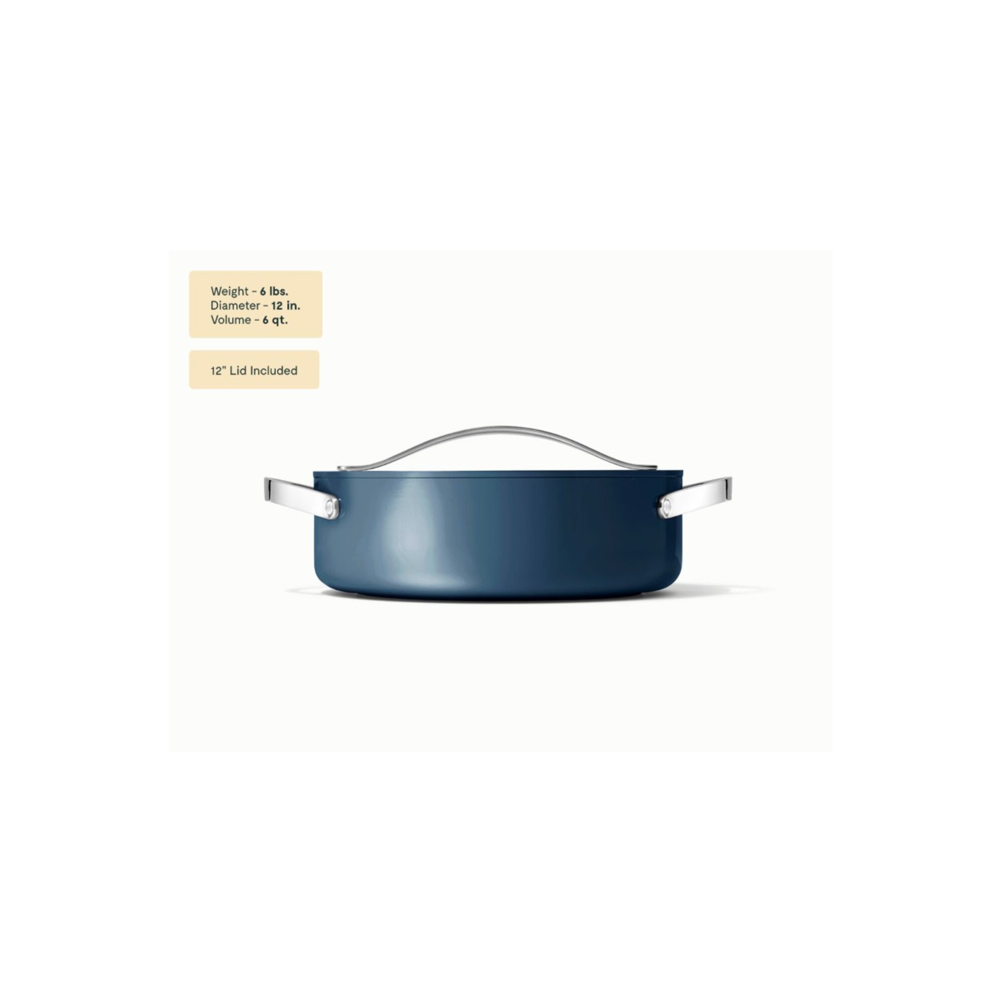 Caraway 6Qt Nonstick Ceramic Rondeau Pan W/ Lid, Navy