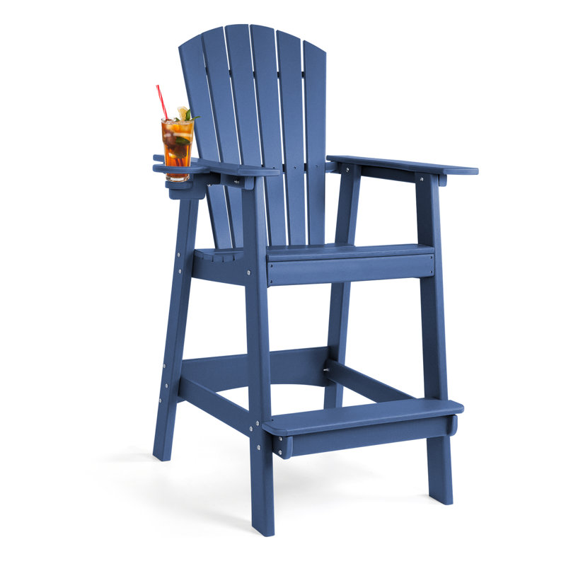 Valjean Outdoor Tall Adirondack Chair, Navy Blue