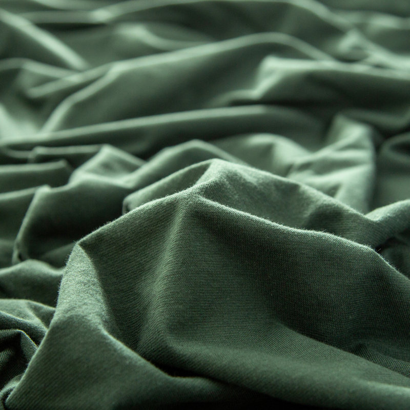 HOME BEDDING Jersey Cotton Duvet Cover Set, Green, Twin Duvet Cover + 1 Standard Sham