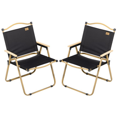 Ensemble de 2 chaises de camping pliantes Outsunny, chaises de plage légères et portables, parfaites pour les fêtes, la pêche, le pique-nique et la randonnée, noir