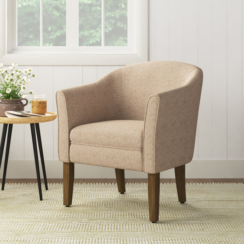 Fauteuil demi-tonneau Ashland, 100 % polyester brun lin