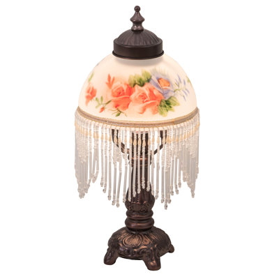 Lampe de table en frange 13 po rose bouquet Riccio
