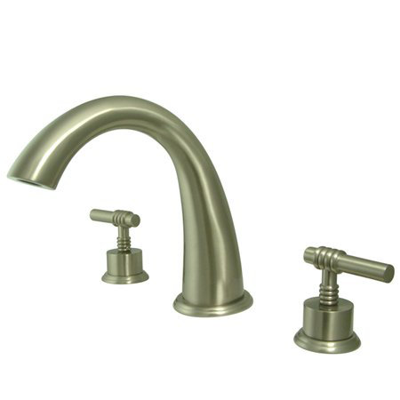 Double Handle Deck Mounted Roman Tub Faucet, Brushed Nickel