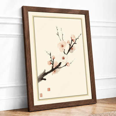 Spring Blossom Branch Japandi - Framed Print