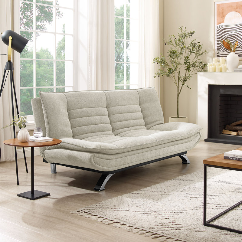 Bridglal 196.1Cm Wide Tight Back Convertible Sofa, Beige Poylester Blend