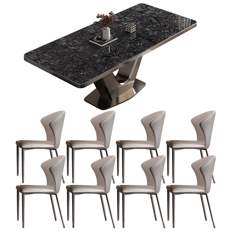 Light luxury simple rectangular dining table sets, Black