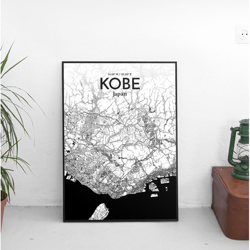 Kobe City Map - No Frame Print, 43.2cm H x 27.9cm W x 0.13cm D x 0.13cm D