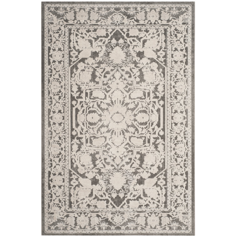 Calidia Oriental Dark Gray/Cream Area Rug