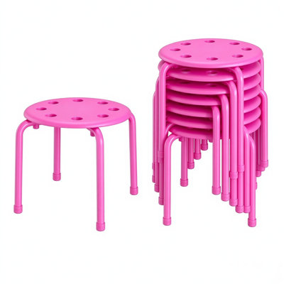 Ensemble de 6 tabourets empilables pour salle de classe, tabourets ronds en métal portatifs et empilables, sièges d'activité peu encombrants pour l'école, le bureau, la maison et les espaces d'apprentissage