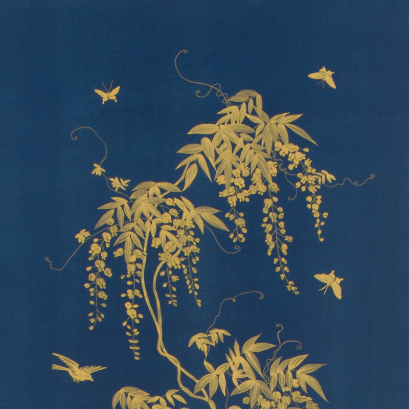 Gold Flowering Tree On Blue B Painting