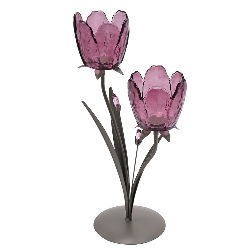 36.5Cm Glass Metal Tabletop Votive Holder