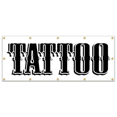 TATTOO BANNER SIGN Shop Artist Signs Gun Neon Piercing