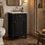 Meuble-lavabo de style français de 45,9 cm (18,05 po) avec lavabo en céramique, porte à fermeture amortie, tablette réglable, noir, autoportant