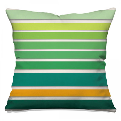 Green Yellow Stripes Double Sided Throw Pillows