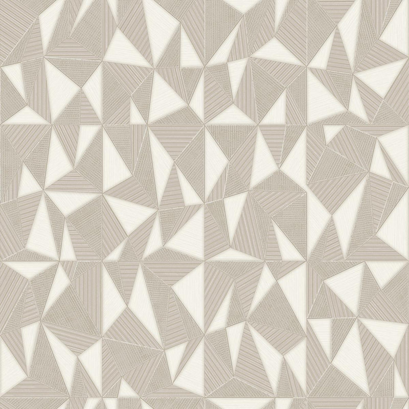 Papier peint géométrique à motif triangulaire, Beige