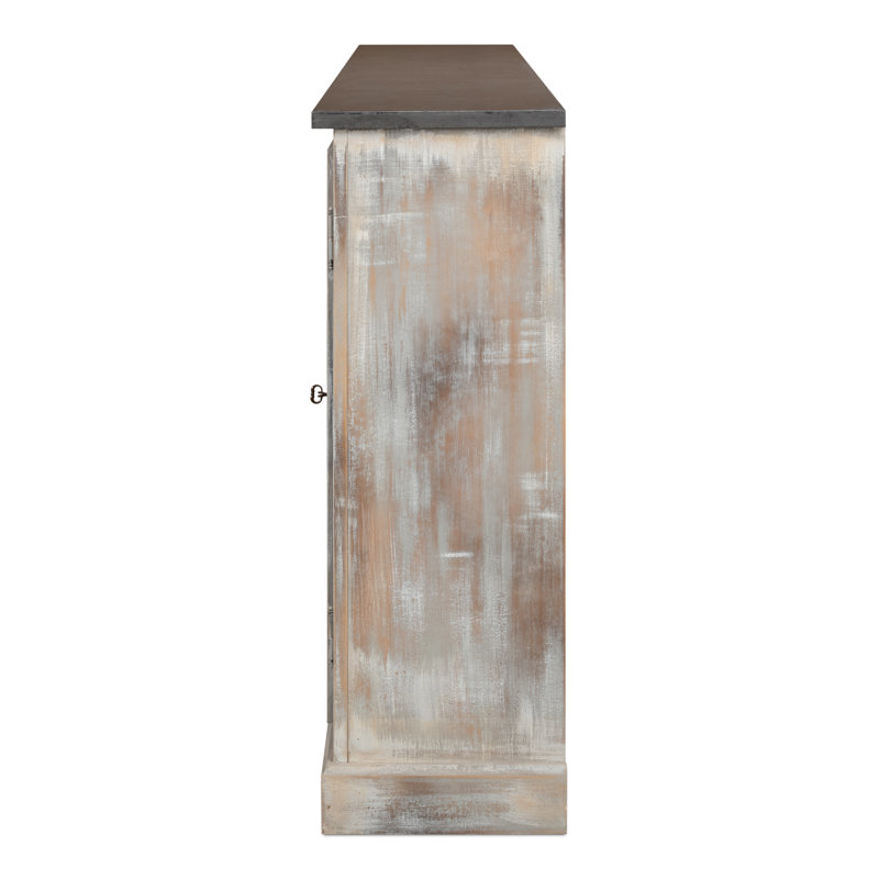 Pagnano 96'' W Solid Wood Sideboard, Gray Oak/Stone Gray