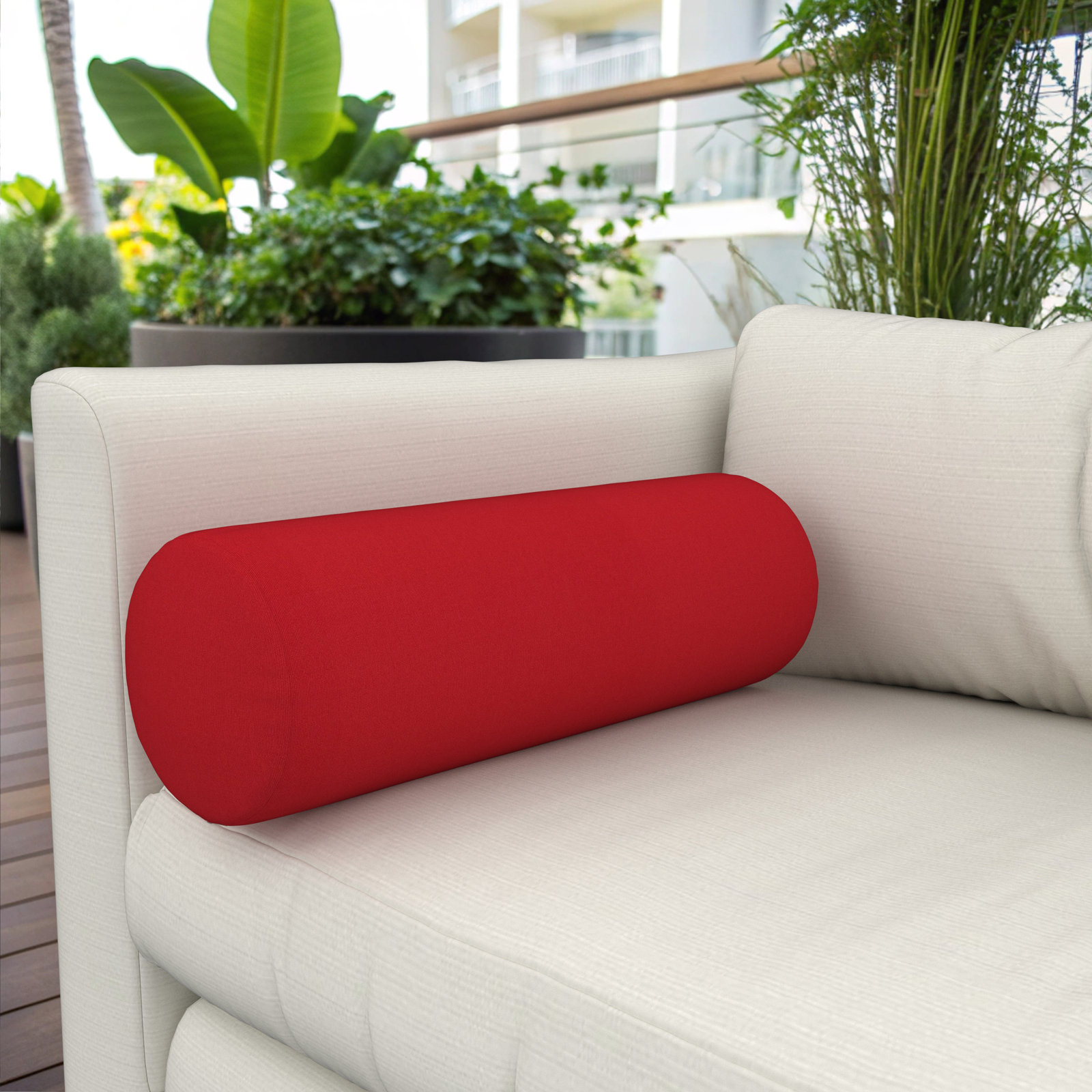 Amala Sunbrella® Throw Pillow, Canvas Jockey Red