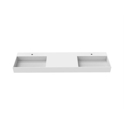 Juniper 72" Wall Mounted Solid Surface Floating Bathroom Sink with Concealed Drain - White