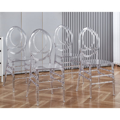 4 Dining With Plastic Transparent Seats - 220 Lbs Load Capacity, Easy Assembly & Dynamic 4 Comfortable Chair , Seat, 34 In Height, User-