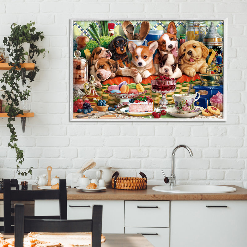 Chiot dans un panier, estampe numérique, design par Image World, H 20 po x l 30 po