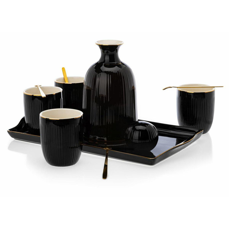 Breesha 6 Piece Coffee Set, Black
