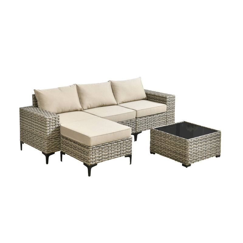 Ensemble de conversation avec coussins 4 pièces, Beige, Oui