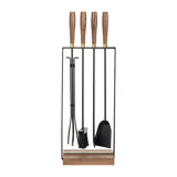 Country Living Walnut Grove 5 Piece Fireplace Tool Set in Black | Walnut Wood Handles