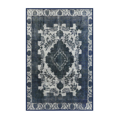 Tapis oriental ivoire / bleu