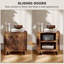HOMCOM Bedside Table with Roller Shutter Style Sliding Doors Rustic Brown