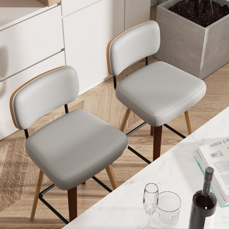Tabouret pivotant rembourré à hauteur de bar, Gris clair