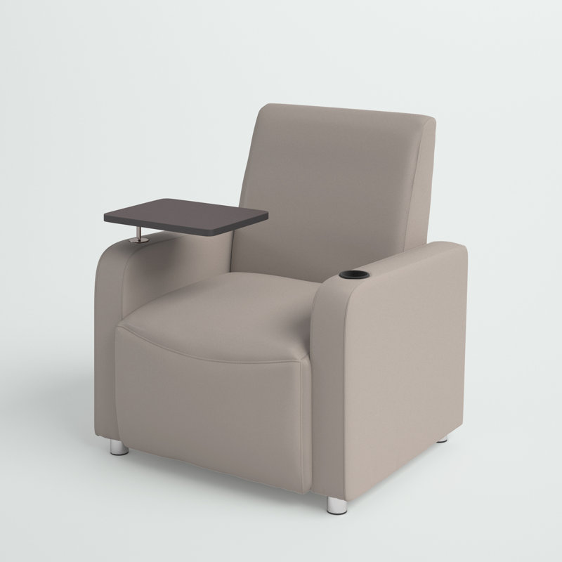 Chaise d'invité avec support pour tablette et porte-gobelet Carlena LeatherSoft, Gris, Patins