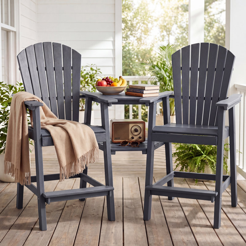 Maybeck 2-Piece Outdoor Adirondack Chair With Table, Gray