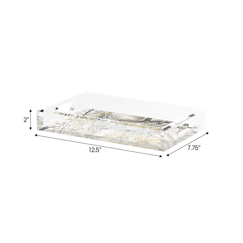 Arcadia Chettah Acrylic Rectangle Decorative Tray, 12.5"W x 7.75"D x 2"H