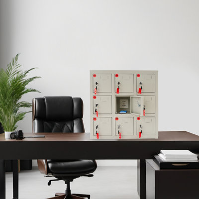 9-Compartment Cell Phone Locker With Charging Station