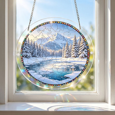 4 Pack Season Suncatcher Puzzle For Window Acrylic Hanging Decor  Nature Scenery Catcher Ornament For Home Garden Patio