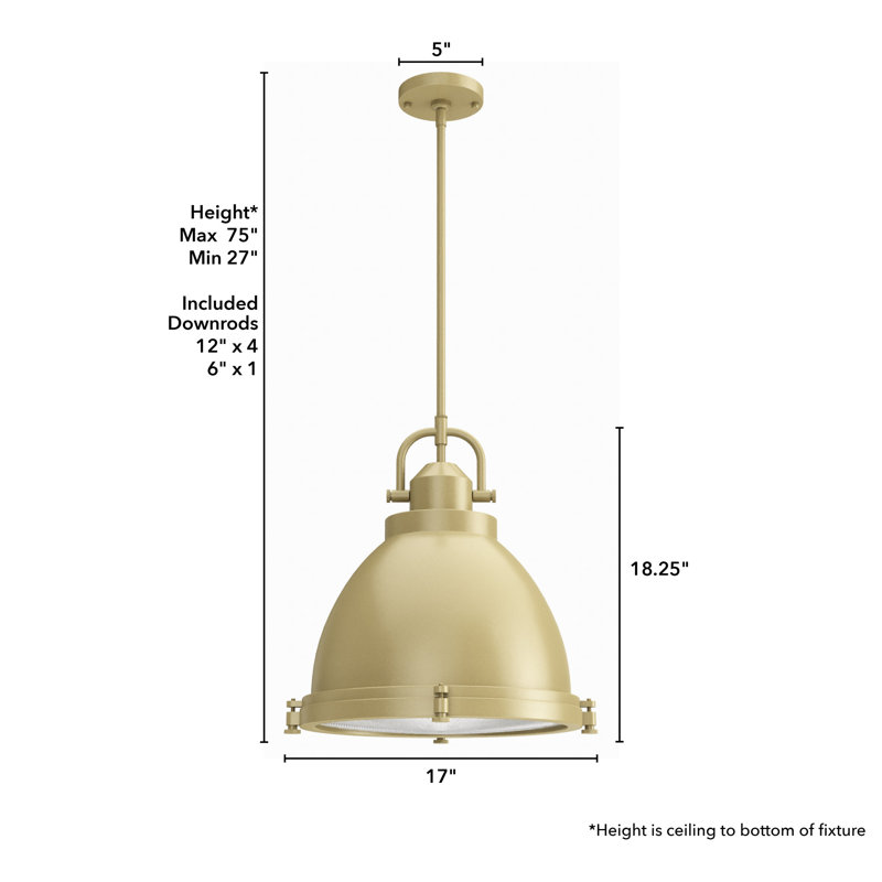 Bridgemoor Modern Brass 17" Glass Dome Pendant Light
