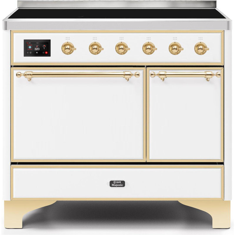 Majestic II 40" 3.82 cu.ft. Freestanding Electric with Convection Oven, White/Brass