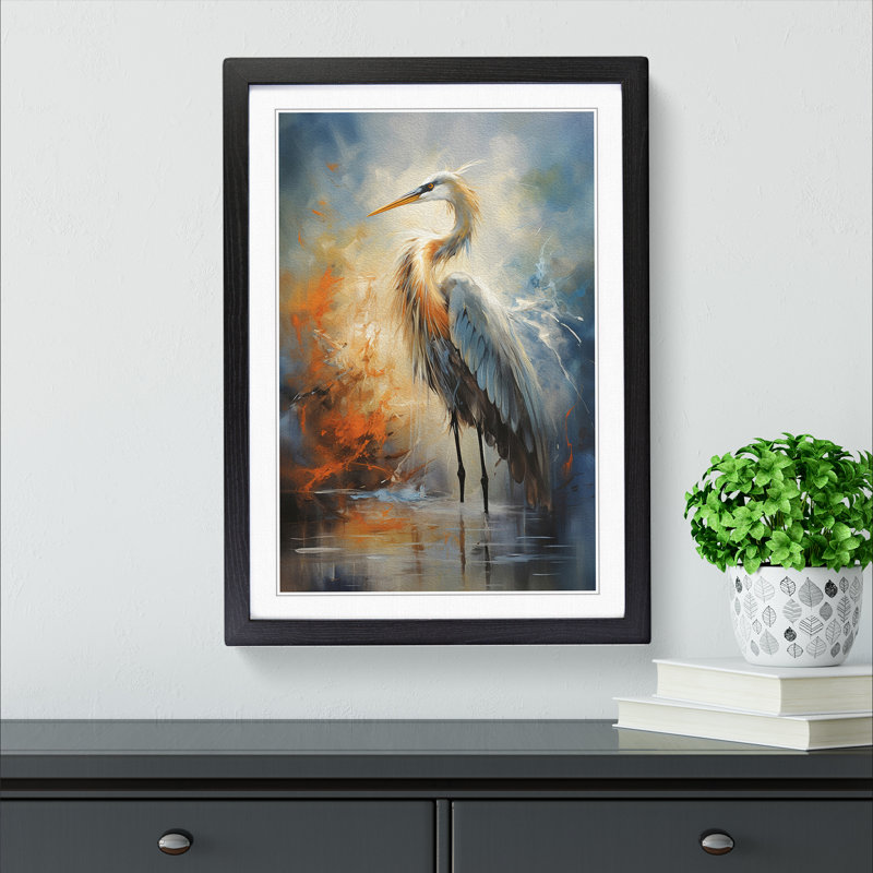 Heron Gestural - Framed Print