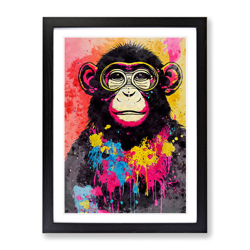 Monkey Paint Splash No.4 - Framed Print, Black, 64cm H x 46cm W x 2cm D