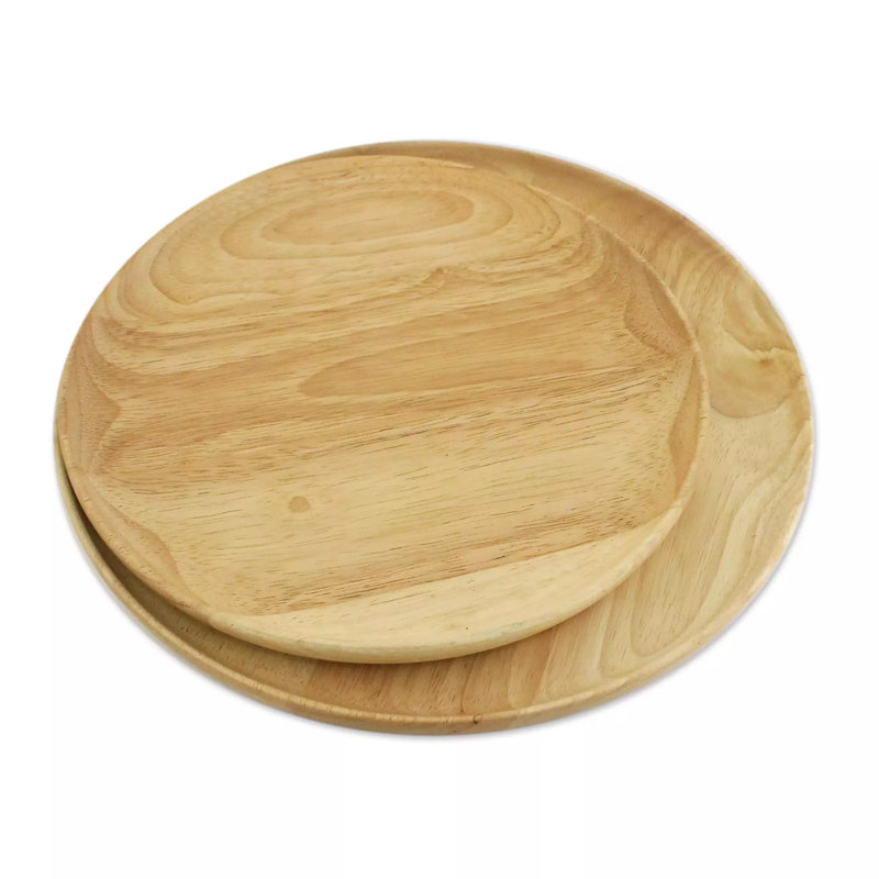 Ensemble d'assiettes décoratives en bois 2 pièces Lampron, H 0,9 po x l 11,5 po, Beige