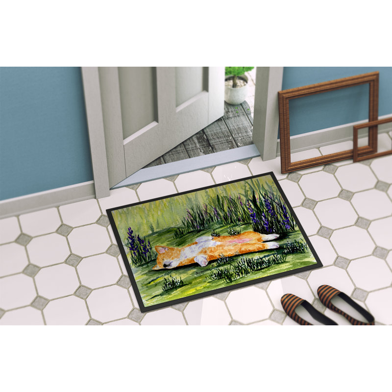 Tapis de porte d’intérieur anti-dérapant corgi, Rectangle 1 pi 6 po x 2 pi 3 po