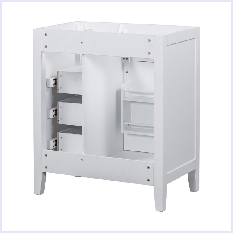 Meuble-lavabo moderne avec armoire et tiroirs, Blanc