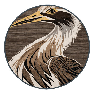 Washable Kori Bustard Wildlife Area Rug