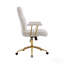 Chaise de bureau texturée en tissu blanc et doré Boucle, chaise de bureau moderne à hauteur ajustable avec accoudoirs rembourrés