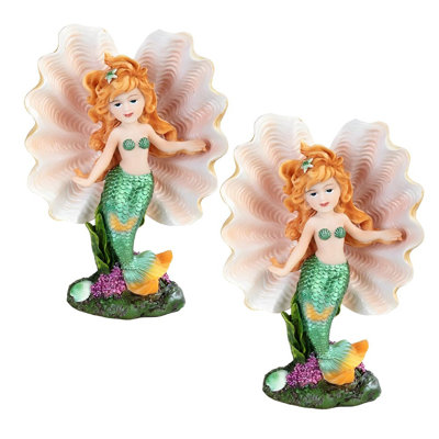 «2-PC Set» ICE ARMOUR 6,75 po H Green Tailed Youth Mermaid Girl in Ocean Shell Mergirl