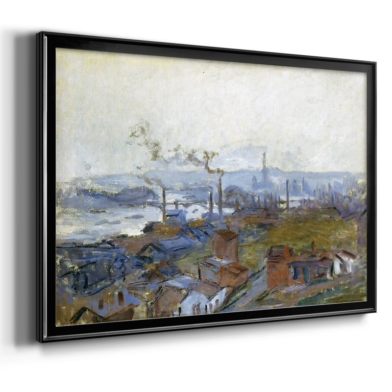 Vue de Rouen vue de la côte Sainte, reproduction d'art sur toile, H 26 po x l 38 po x P 1,5 po, Noir