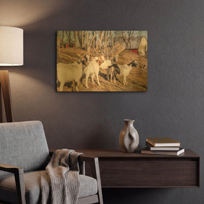 «Goats of a Feather» par Donnie Quillen, art mural en métal doré, 16 po x 12 po