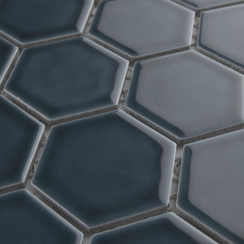 Tribeca 2" x 2" Porcelain Honeycomb Mosaic Wall & Floor Tile, Glacier Blue