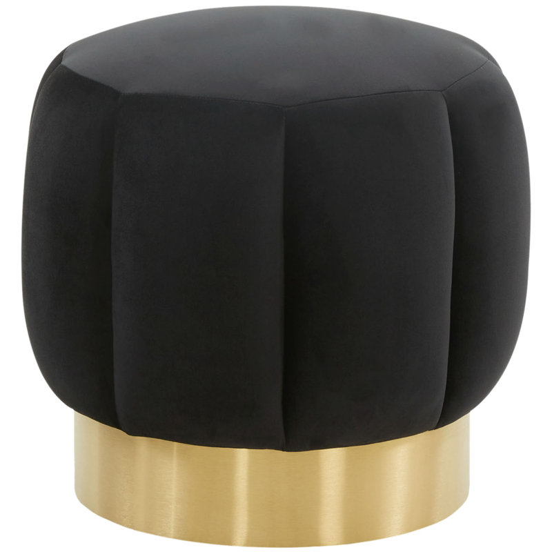 Maxine Round Ottoman, Black Velvet