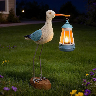Solar Seagull Garden Lantern 13.8" – Weatherproof Resin, Beak-Held Lantern Warm Glow, Patio Porch Yard Decor, Mother’S Day Unique Gift For Wife Women